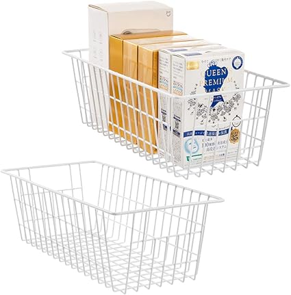 Amazon Sanno ワイヤーバスケット 収納ケース キッチン収納ボックス 小物入れ 取っ手付き ホワイト 40xx15cm 2個入り かご バスケット オンライン通販