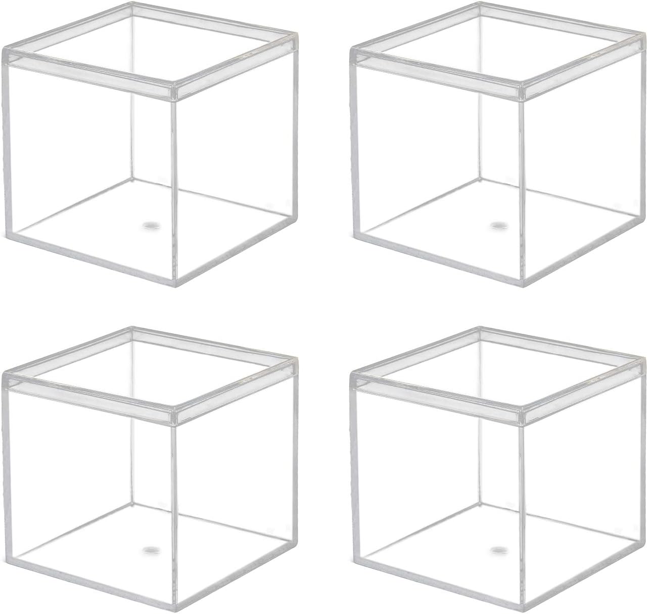 dedoot Clear Acrylic Plastic Square Cube, 4 Pack Small