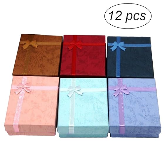 TOYMYTOY 12 Stücke Schmuck Geschenkbox mit Band elegante Geschenkschachtel für Halskette Ringe Schmuckverpackung