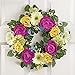Yellow And Purple Rose Floral Wreath, Multi
