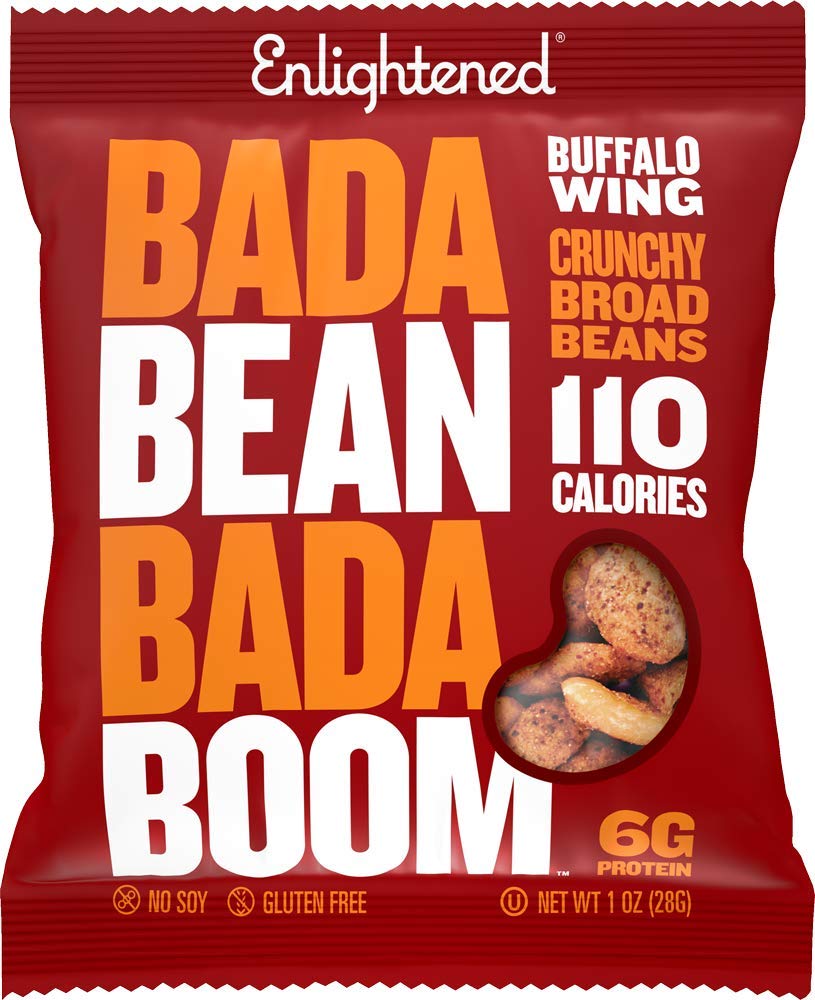Bada Bean Bada Boom - Plant-Based Protein, Gluten Free, Vegan, Crunchy Roasted Broad (Fava) Bean Snacks, 100 Calories per Serving, Buffalo Wing, 1 oz, 24 Pack