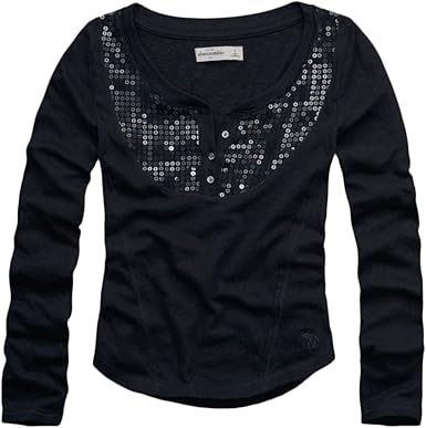 Abercrombie Kids Girls Shine Henley Long Sleeve T Shirt Medium Navy Amazon Co Uk Clothing