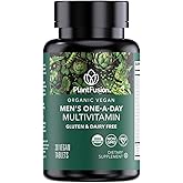 PlantFusion Organic Multivitamin for Men - One Daily Whole Food Blend Men's Multivitamin - Vegan, Non-GMO, Gluten Free & Dairy Free - 30 Tablets (1 Month Supply)