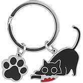 Mikovivi Black Cat Keychain, Horror Kitty Key Chain with Paw Pendent Animal Cute Cool Key Ring Kitty Bag Charm Halloween Funny Decoration Ideal for Women Men Cat Lover Gifts(Knife)