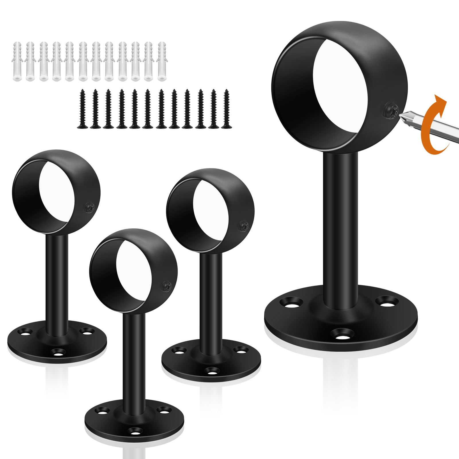 Photo 1 of Ceiling Curtain Rod Brackets, Heavy Duty Curtain Rod Holders Black Curtain Rod Hooks Hangers for 1 1/4 Inch Drapes, Curtain Rods Ceiling-Mount Bracket, 4 Pack