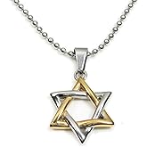 Stainless Steel Jewish Star of David Pendant Necklace Silver-tone Gold-tone