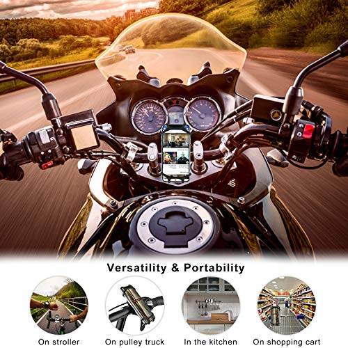 Bike Mount, WAAO Universal Bicycle Phone Holder, Adjustable Silicone Handlebar Rack for Samsung Galaxy S9/S8 Plus, All 4.0"-6.0" Phones, Ideal for Road Mountain Bikes Motorcycle