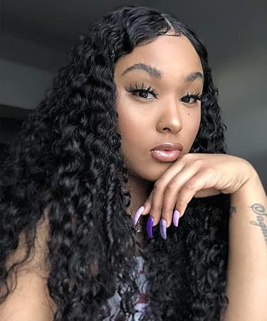 Amazon Com Synthetic Lace Front Wigs Deep Curly Long Wigs With
