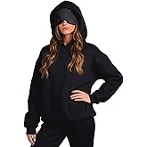 jeecoin Hoodie With Eye Mask Travel Hoodies with Eye Mask Unisex Fleece Lined Long Sleeve Pullover Sweatshirt with Pocket