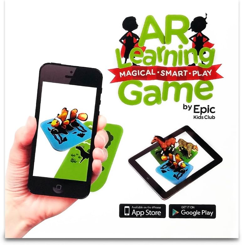 Flashcards AR Educational 4D Learning-Cards Color Pictures; Independent Play and Games- Children Discover Storytelling, Sounds, and Vocabulary- Great for All Age from 1 and up; Gift Set