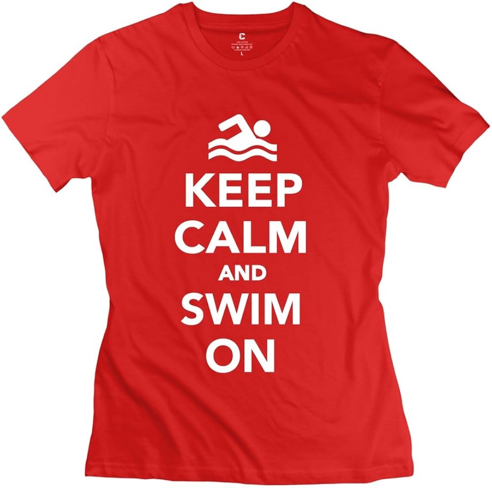 Keep Calm and Swim on Women's Particular Short Sleeve T Shirt Red