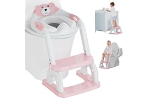 KOYOSNIER Potty Training Seat with Step Stool Ladder, Potty Training Toilet Seat with Soft Seat Splash Guard, Adjustable Height, 2 in 1 Potty Seats for Toddlers Kids Boys Girls