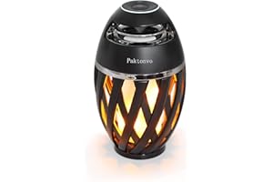 PAKTONVO LED Flame Speaker, Inlucking Flame Atmosphere Outdoor Bluetooth Speaker with Stereo Enhanced Bass Sound, TWS Supported Portable Wireless Speaker, LED Flickers Table Lamp BT4.2