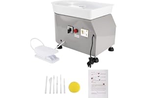 YaeKoo 25CM 350W Pottery Wheel Electric Ceramic Work Forming Machine with Foot Pedal ABS Basin DIY Clay Art Craft Sculpting Tools (Gray Color)