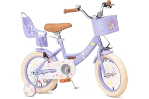 Bixike Girls Bike with Basket for Toddlers and Kids Aged 3-14, 12 14 16 18 Inch with Training Wheels, 20 Inch with Kickstand & Rear Rack, Princess Style Bicycle with Doll Seat & Daisy Prints for Gift