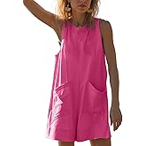Glamaker Women's Summer Sleeveless Romper Casaul Beach Vacation Loose Shorts Jumpsuit Overalls Outfits 2026 With Pocket