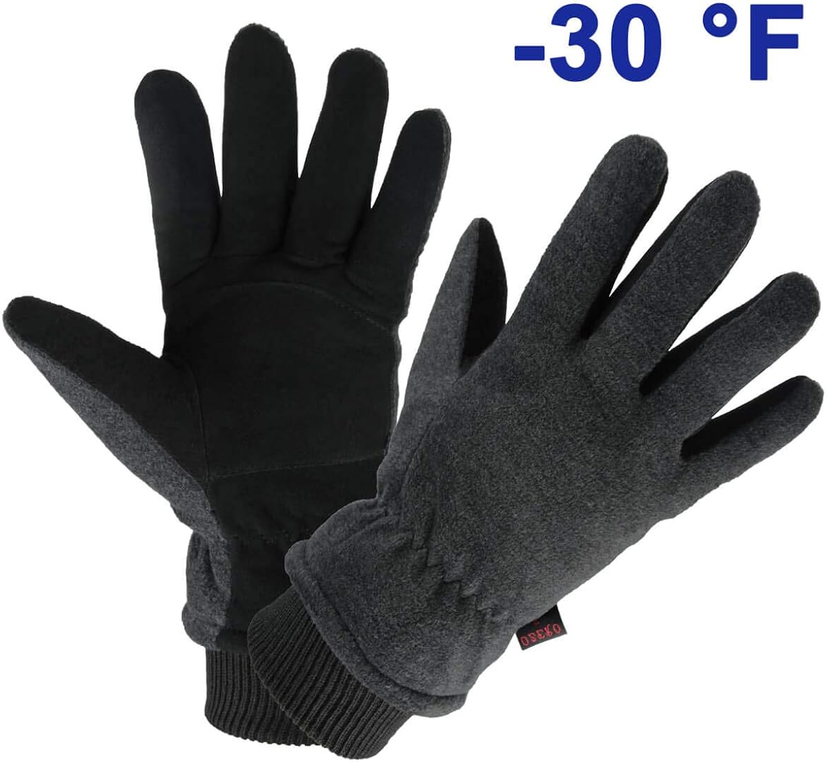 OZERO Winter Gloves Water Resistant Thermal Glove with Deerskin Suede Leather and Insulated Polar Fleece for Driving/Cycling/Running/Hiking/Snow Ski in Cold Weather - Warm Gifts for Men and Women : Clothing