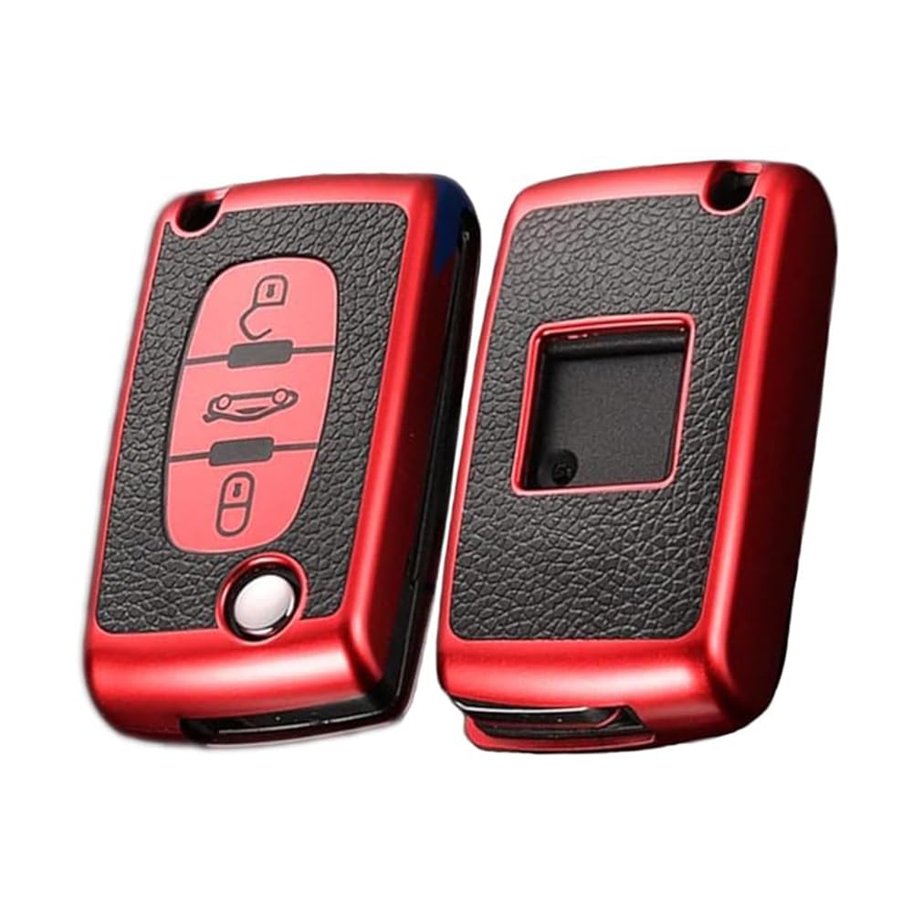 KUNIO Key Case Suitable for Peugeot 207 307 407 308 607 3008 5008 Fits Citroen C3 C4 Picasso Berlingo DS3 Key Protection TPU Key Case Key Case Key Case 3 Buttons Red C