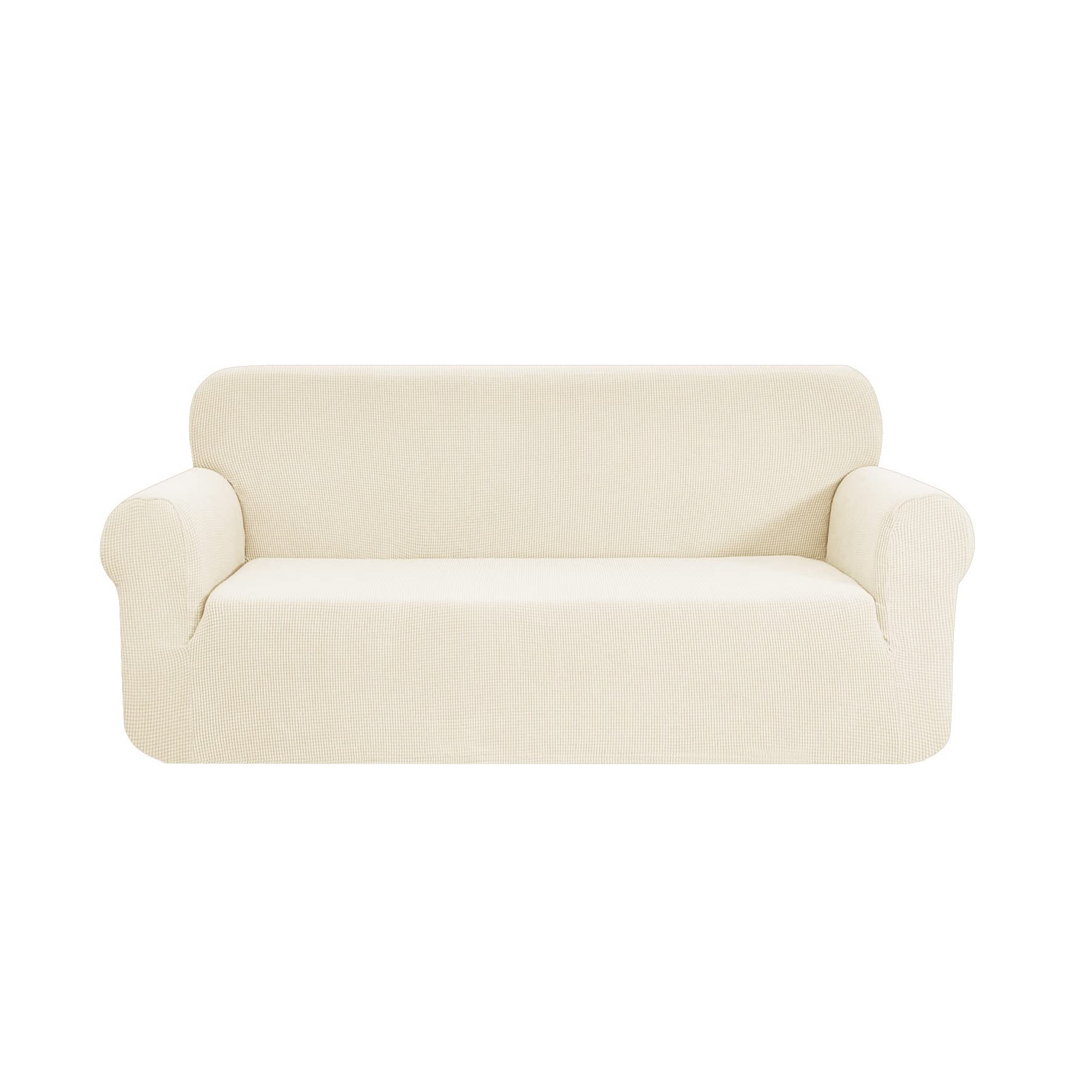 SAMSTEX Stylish Sofa Covers 4 Seater High Stretch 4 Seater Sofa Cover 1-Piece Sofa Slipcovers Thick Soft Sofa Protector Machine Washable Non-Slip Couch Covers (4 Seater, Cream)