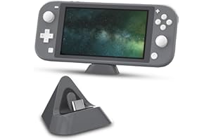ECHZOVE Gray Charging Dock for Nintendo Switch Lite, USB Type-C Charger - Includes Nonskid Design & Portable Tabletop Mount