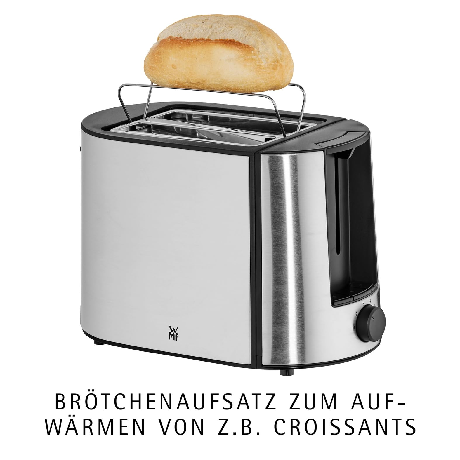 WMF Bueno Pro Toaster 2 Scheiben, Doppelschlitz Toaster Edelstahl mit Brötchenaufsatz, 2 Scheiben, 6 Bräunungsstufen, 870 W, edelstahl matt 4