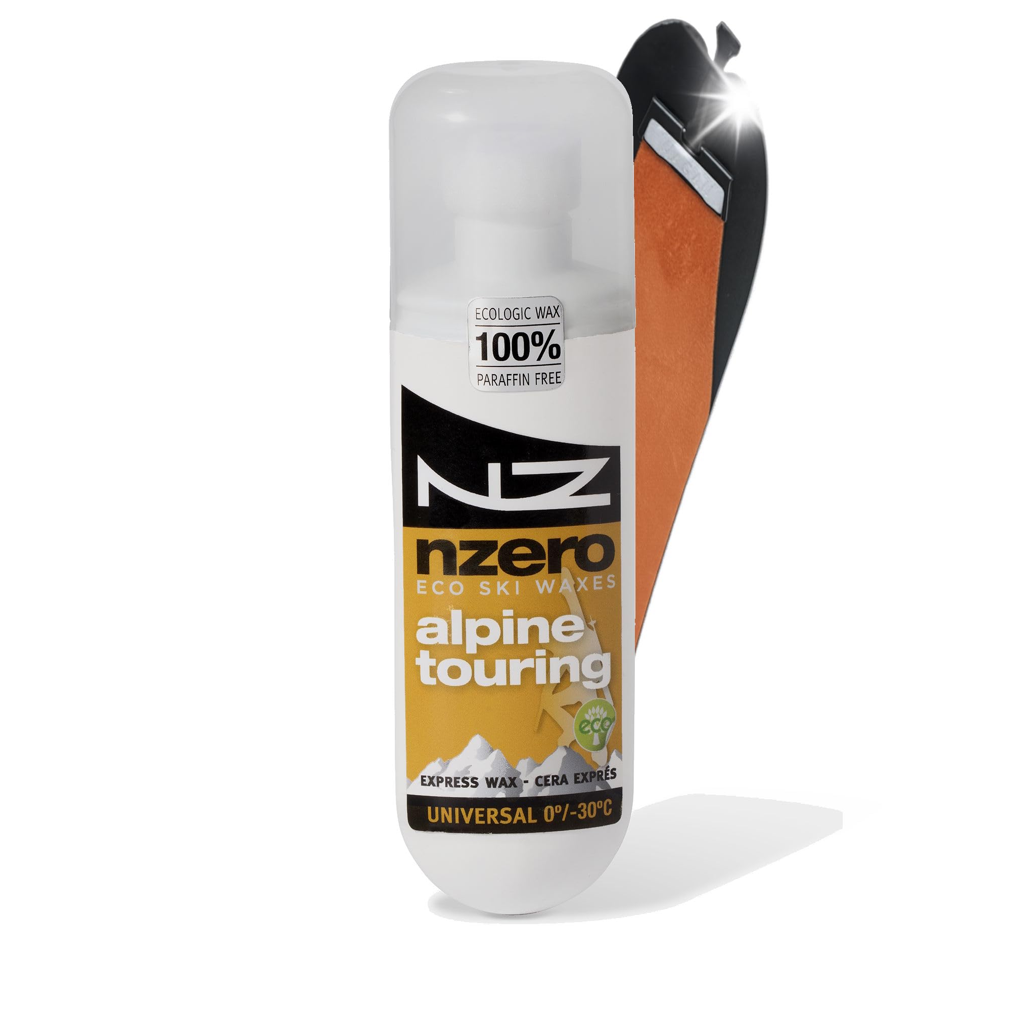 NZERO – Organic liquid wax for Alpine Touring skis Freeride and Freeski | Suitable for all Mountain snow conditions | bio material based | Sustainable and Ecological | 100 ml
