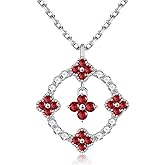 Iefil Clover Birthstone Necklace for Women, Dainty Pendant Four Leaf Clover Necklace for Her Anniversary Birthday Gift for Wife Mom Girlfriend 925 Sterling Silver Lucky Jewelry for Her