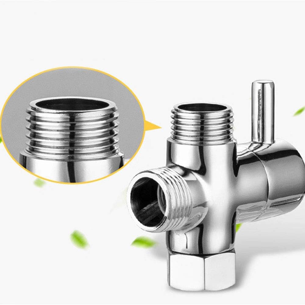 FLPMIXCopper T-adapter With Shut-off T Valve, 3-Way Water Tee Connector,for Showerhead-Faucet-Systems,Chrome