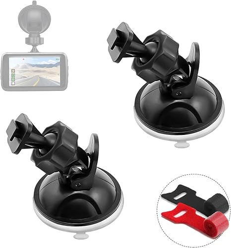 Supporto Dash Cam A Ventosa - Regolabile 360°, Con 6 Adattatori, Per Parabrezza Auto, GPS, Action Cam