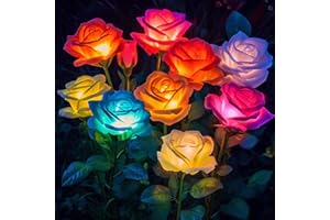 BOMIER Solar Lights Outdoor Waterproof for Garden Decor, 4 Pack Solar Garden Lights for Outside, Outdoor Solar Lights for Yard with Solar Flowers Lights, Solar Powered Yard Decorations