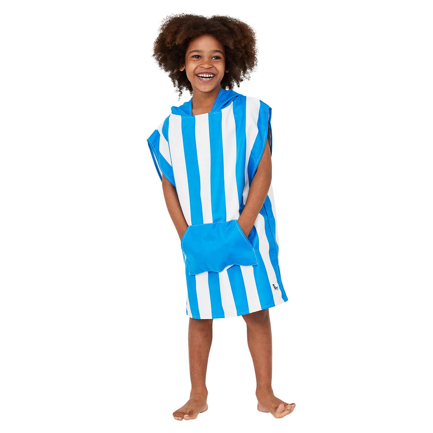 Dock & Bay Poncho with Hood - For Kids - Super Absorbent, Quick Dry - Includes Bag - Cabana - Bondi Blue, Extra Small (Age 2-4)