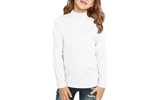 ZDC Mock Neck Girls Long Sleeve Athletic Shirts Kids Crewneck Workout Tops Basic Tees Activewear