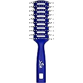JOHNNY B. Professional Vented Hair Brush for Blow Drying & Detangling, Ball-Tipped Small Bristles, Grooved Handle (Blue)