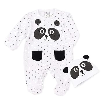 Just Too Cute Baby Set Unisex Weiss Schwarz Motiv Panda Strampler Mit Mutze Fur Neugeborene Kleinkinder Grosse 6 9 Monate 68 74 Amazon De Baby