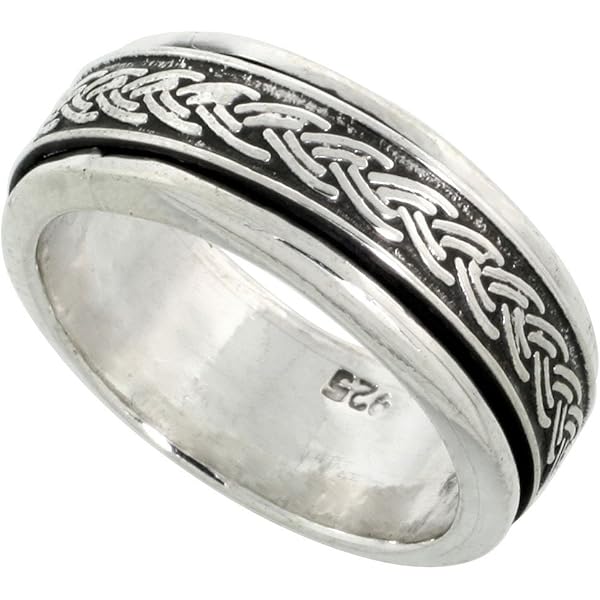 Anillo Celta De Plata De Ley 925 Para Hombres Con Anillo Giratorio Para Alivio De Ansiedad, Base, Base