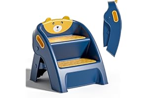TAVLSHERO Folding Toddler Step Stool for Bathroom and Potty Training,Anti-Slip, Anti-Tip A-Frame Design with 10-Second Setup-Potty 2 Step Stool for Kids