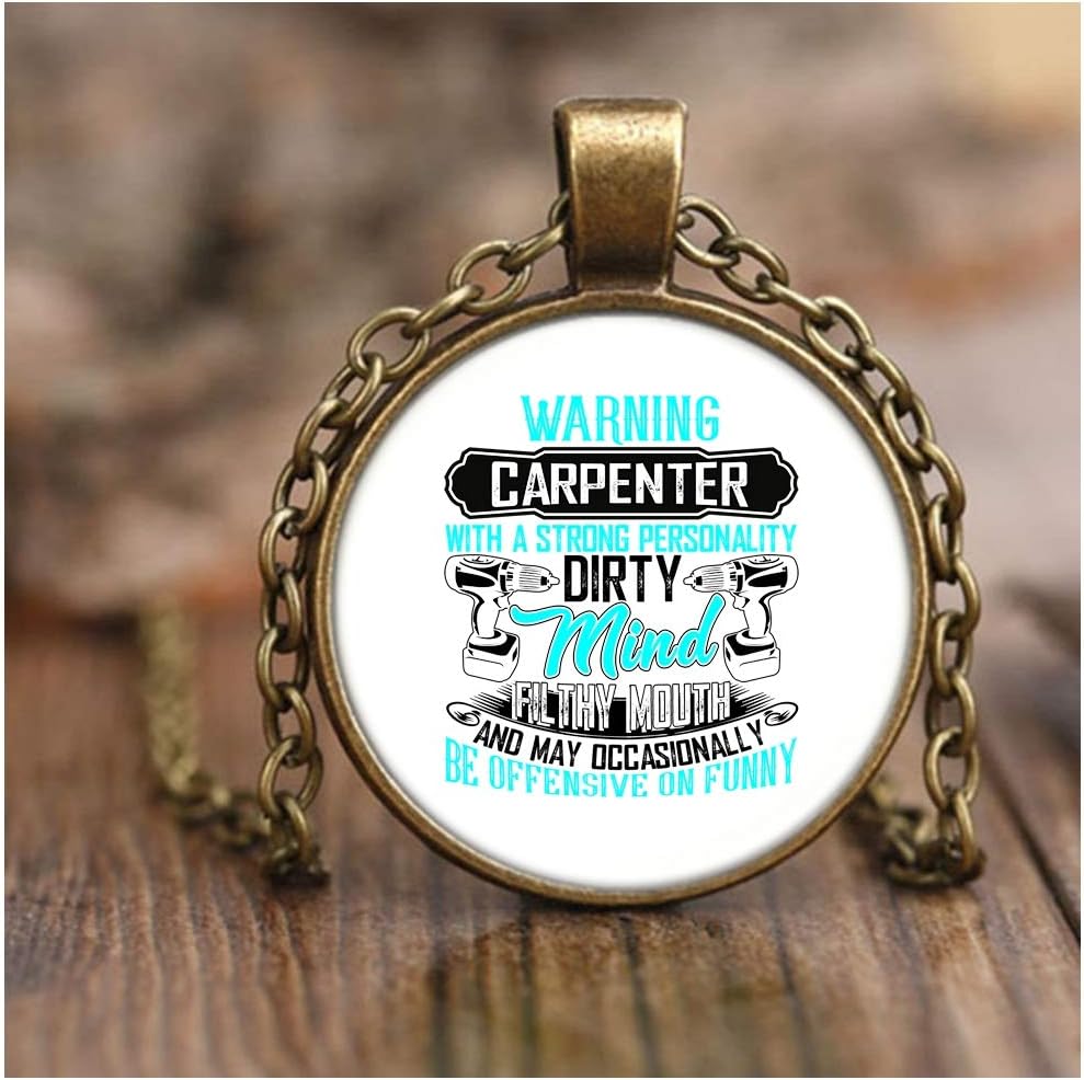DLAWNECK Gift for Carpenter Necklaces, I Love Being A Carpenter Necklace Antique Brass