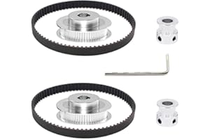 Befenybay 2Kit 2GT Synchronous Wheel 20&60 Teeth 8mm Bore Aluminum Timing Pulley with 2pcs Length 200mm Width 10mm Belt (20-60T-8B-10)