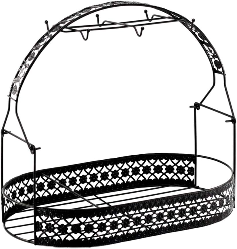 BESTonZON Coffee Cups Rack Saucer Rack Ceramic Cups Shelf European Style Wrought Iron Plating Storage Basket (Black)