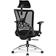 Ticova Ergonomic Office Chair - High Back Desk Chair with Adjustable Lumbar Support & 3D Metal Armrest - 130°Reclining & Rock