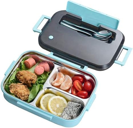 Amazon カトラリーコンパートメント和風ステンレスコンパートメント保冷弁当箱 子供から大人まで ブルー ブルー 弁当箱 オンライン通販