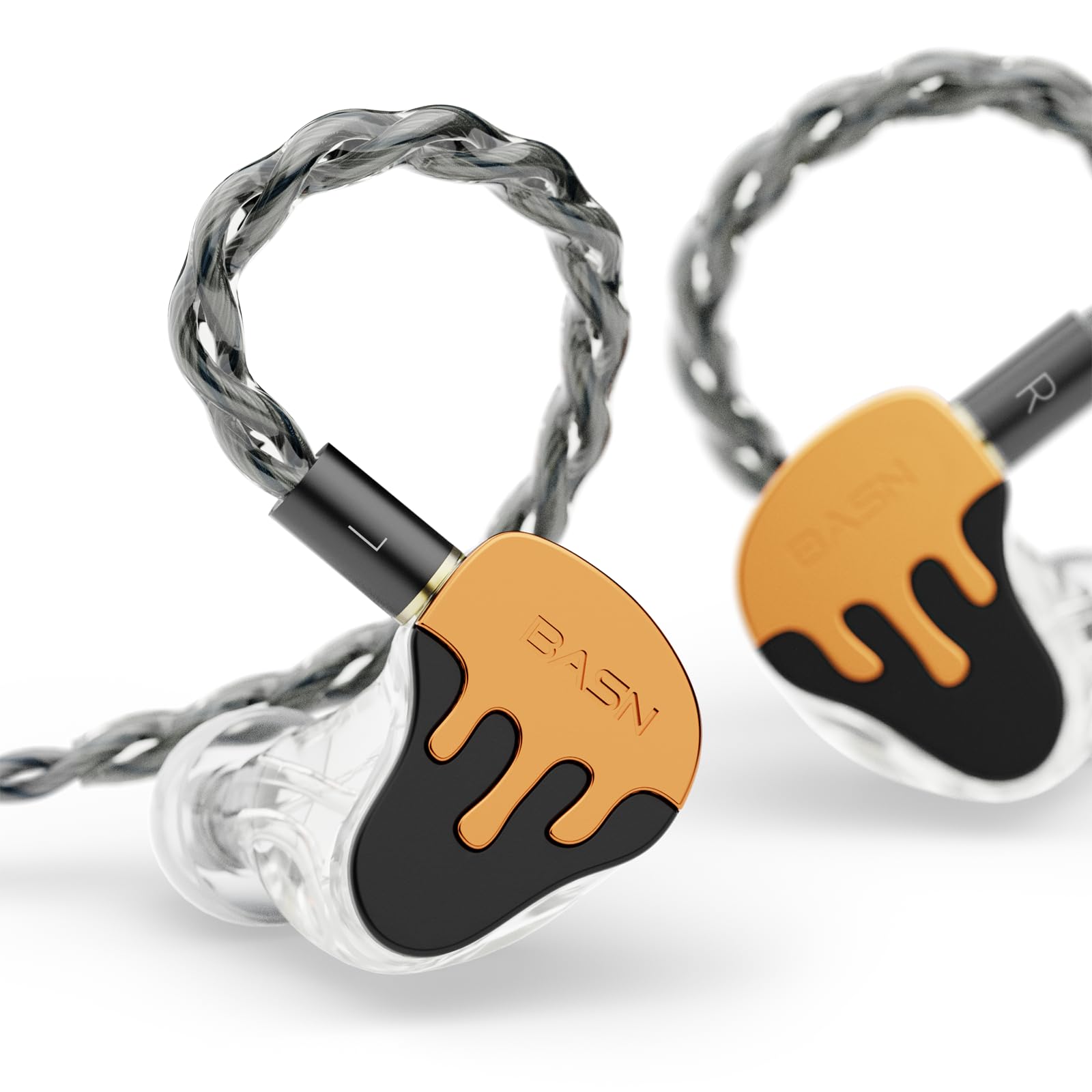 Photo 1 of BASN BmasterX in Ear Audio Monitor, Hybrid 6 Drivers IEM Earphones with Crystal Clear Sound, Detachable Cable Plus Carrying Case & Fit Kit for Musician, Stage, Studio (3.5mm/4.4mm Jack, Orange/Black)