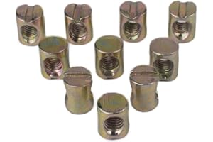 Flammi 10 PCS Metric M6 Barrel Nuts Cross Dowels Slotted Nuts for Furniture Beds Crib Chairs