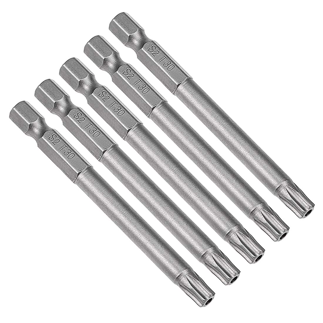 sourcing map 5 Pcs T30 Magnetic Torx Screwdriver Bits, 1/4 Inch Hex Shank 3-inch Length S2 Security Tamper Proof Screw Driver Kit Tools
