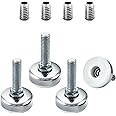 POWERTEC Threaded Leveling Feet 4PK w/ 3/8"-16 Threaded Inserts, Heavy Duty Adjustable Furniture Feet w/Large Non-Marring Pads for Dresser/Chair/Cabinet/Bench (71189)