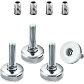 POWERTEC Threaded Leveling Feet 4PK with 3/8"-16 Threaded Inserts, Heavy Duty Adjustable Furniture Levelers with Large Nylon Foot for Cabinets, Benches, Tables &amp; More (71189)
