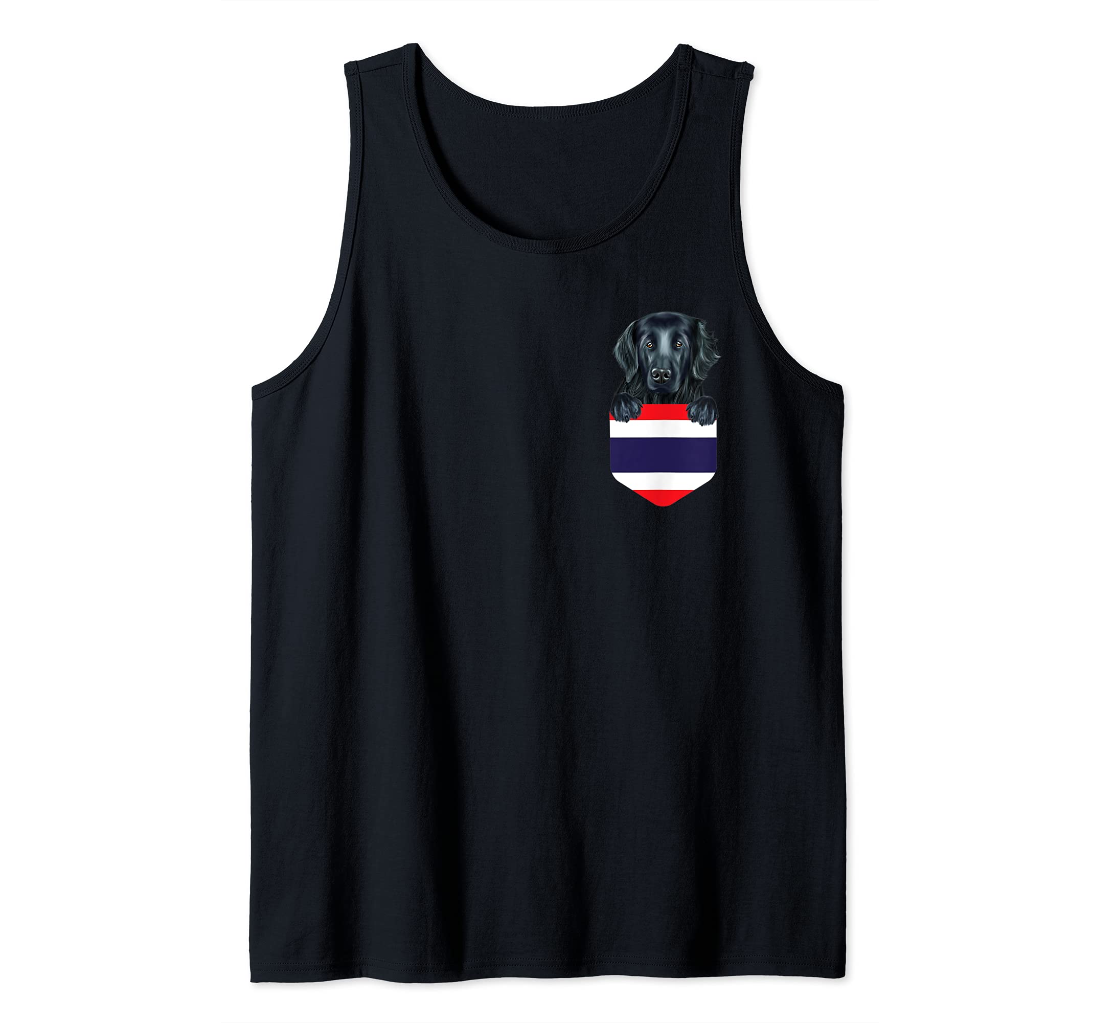 Thailand Flag Flat-Coated Retriever Dog In Pocket Tank Top