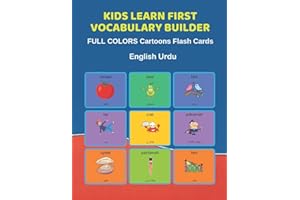 Kids Learn First Vocabulary Builder FULL COLORS Cartoons Flash Cards English Urdu: Easy Babies Basic frequency sight words di