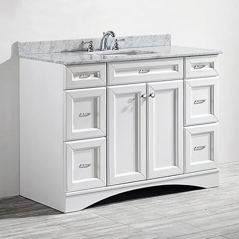 Vinnova 710048 Wh Ca Nm Naples 48 Vanity Carrera White Marble Countertop Without Mirror Amazon Com