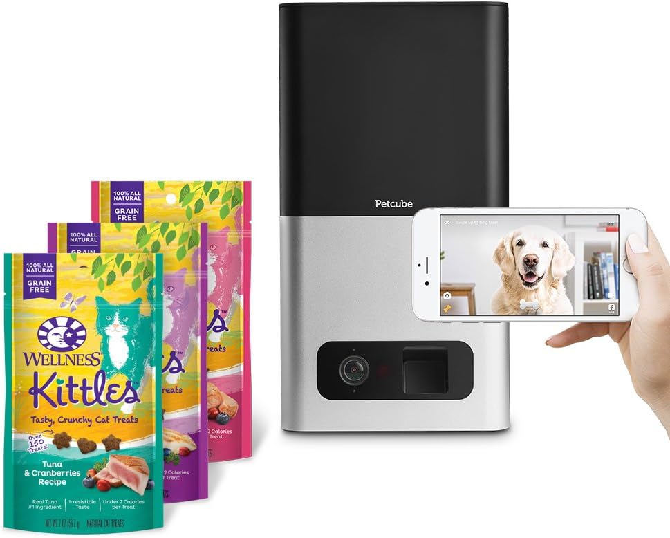 Petcube Bites Pet Camera With Compatible Wellness Treats, Variety Bundle